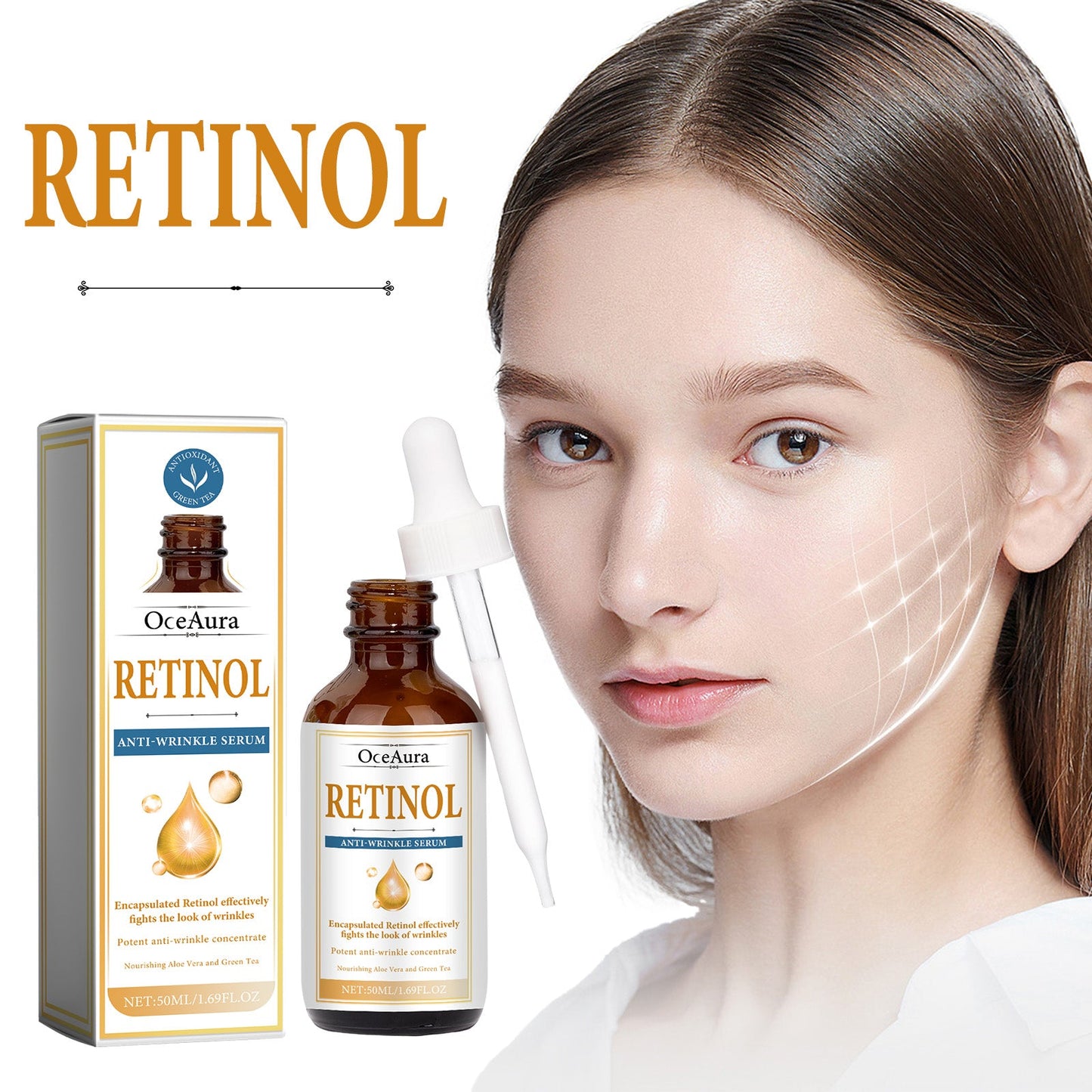 Retinol Anti-Wrinkle Serum, Wrinkles Repair Facial Dull It Moisturizes Shine Bright Skin - Korvel