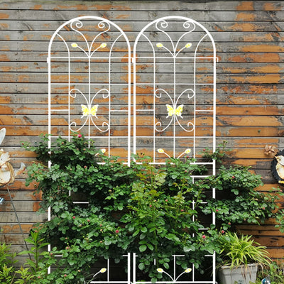 2 Pack Metal Garden Trellis 86.7" x 19.7" Rustproof Trellis for Climbing Plants Outdoor Flower Support Cream White - Korvel