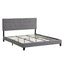 King Size Upholstered Platform Bed Frame with Button Tufted Linen Fabric Headboard Gray - Korvel