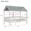 Wood Twin Size House Bed with Roof, Guardrail and Shelves, White - Korvel