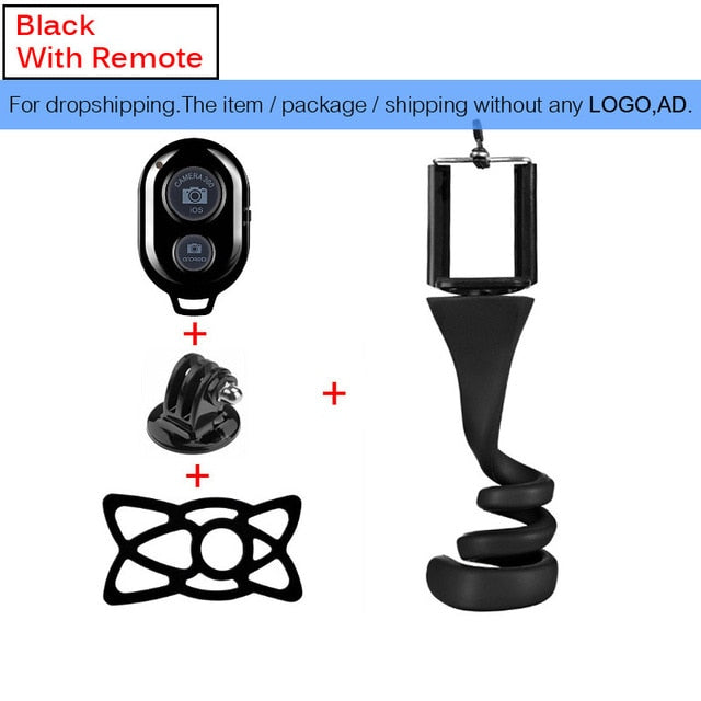 Flexible selfie stick monopod wireless Bluetooth tripod monkey holder for GoPro iPhone camera phone car bicycle universal - Korvel