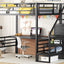 Cama loft de metal de tamaño completo con escritorio y opciones de almacenamiento