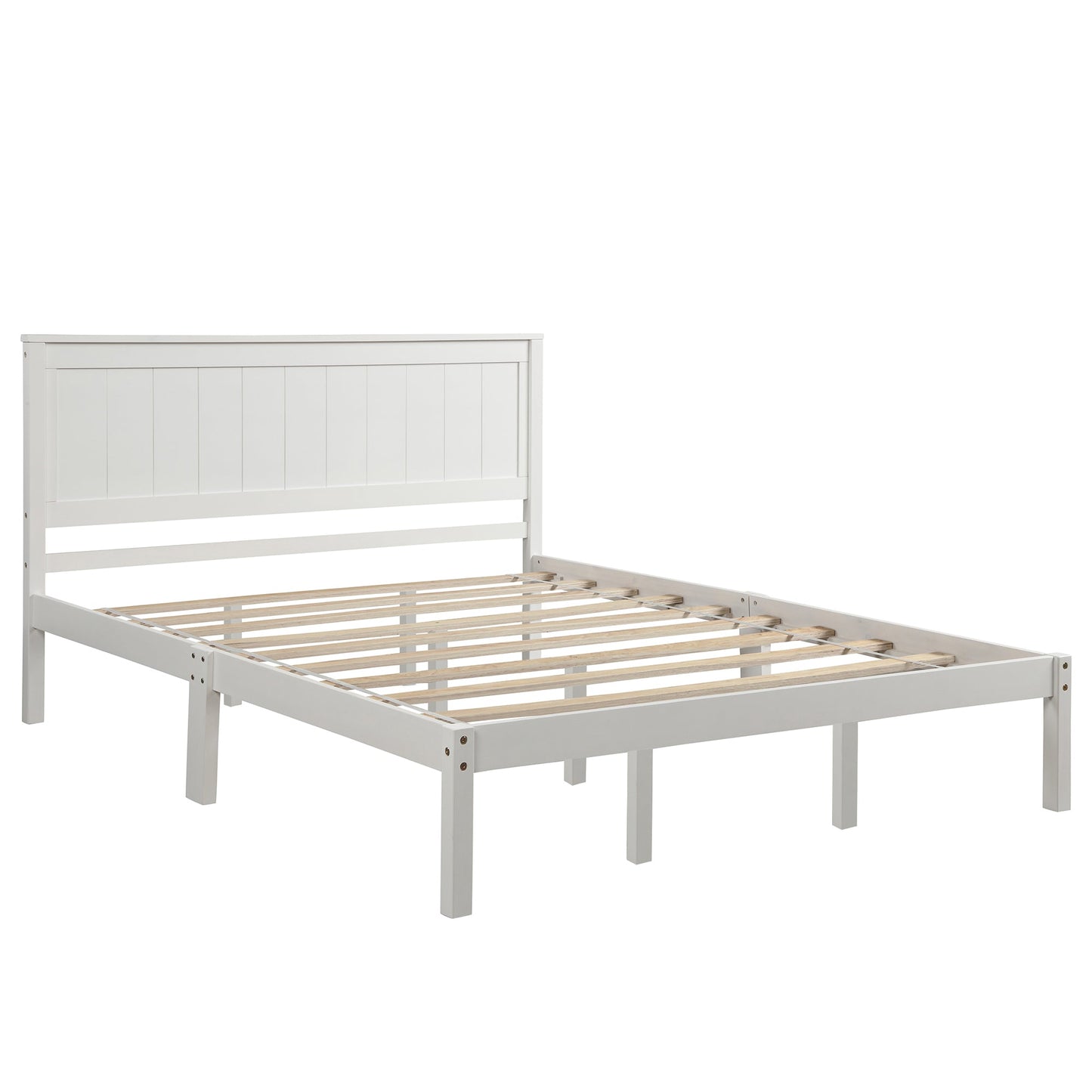 Elegante Estructura de Cama Plataforma Reina con Cabecera - Blanca