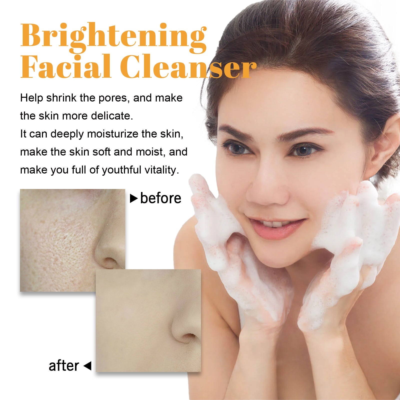 Brightening Facial Cleanser, Deep Clean Facial Skin Fade Acne Mark Acne Mark Moisturizing Whitening Beauty - Korvel