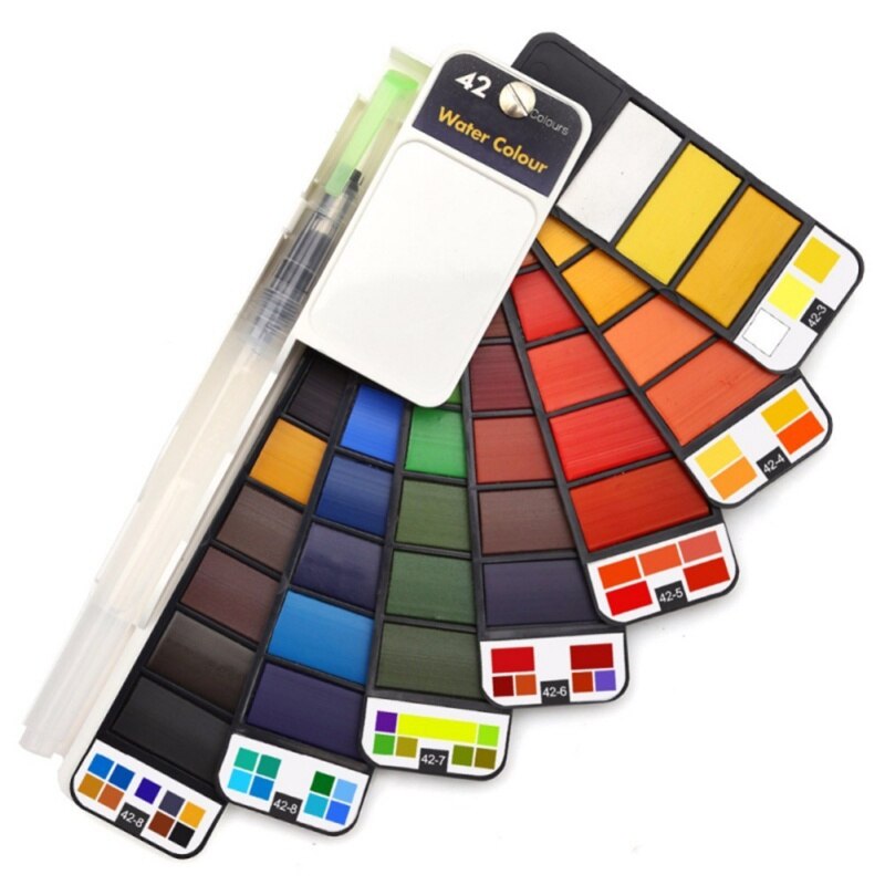 18/25/33/42 Colors Paint Set Professional Foldable Watercolor Paint Set with Brush Foldable Travel Color Pigment For Painting - Korvel