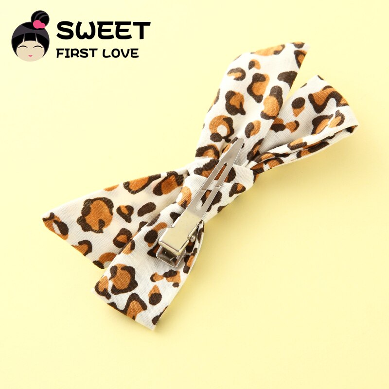 5pcs/lot Girls Leopard Fabric Bow Hairpins Soft Bowknot Hair Clips Children Customized Gift Simple Hair Accessories Headwear - Korvel
