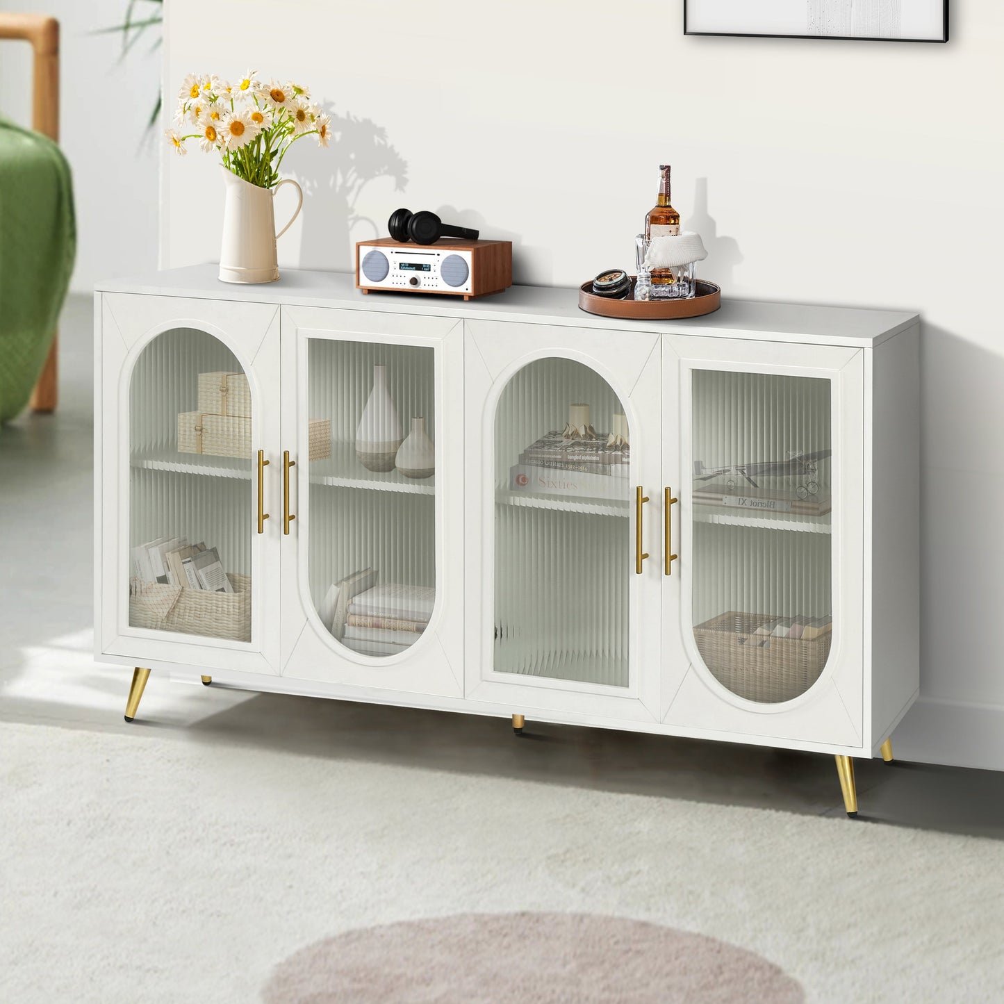 Premium Wood TV Stand for 65+ Inch TVs with Storage