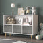 Kids bookcase with Collapsible Fabric Drawers Children's Book Display Toy Storage Cabinet Organizer White/Gray - Korvel