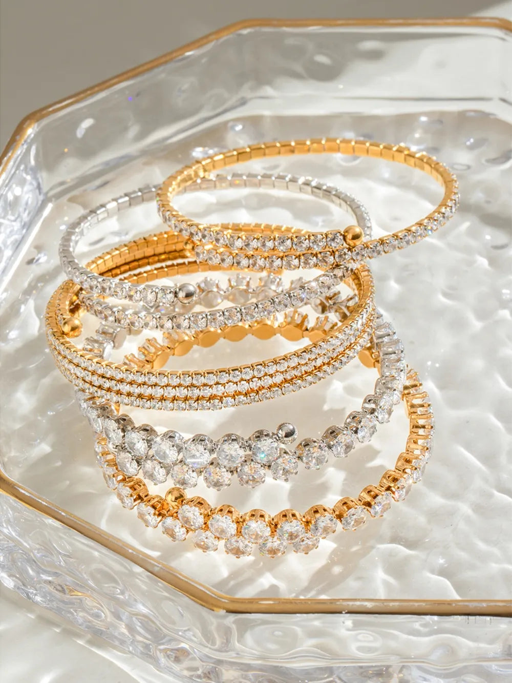Stainless Steel Inlaid Zircon Bracelet - Korvel