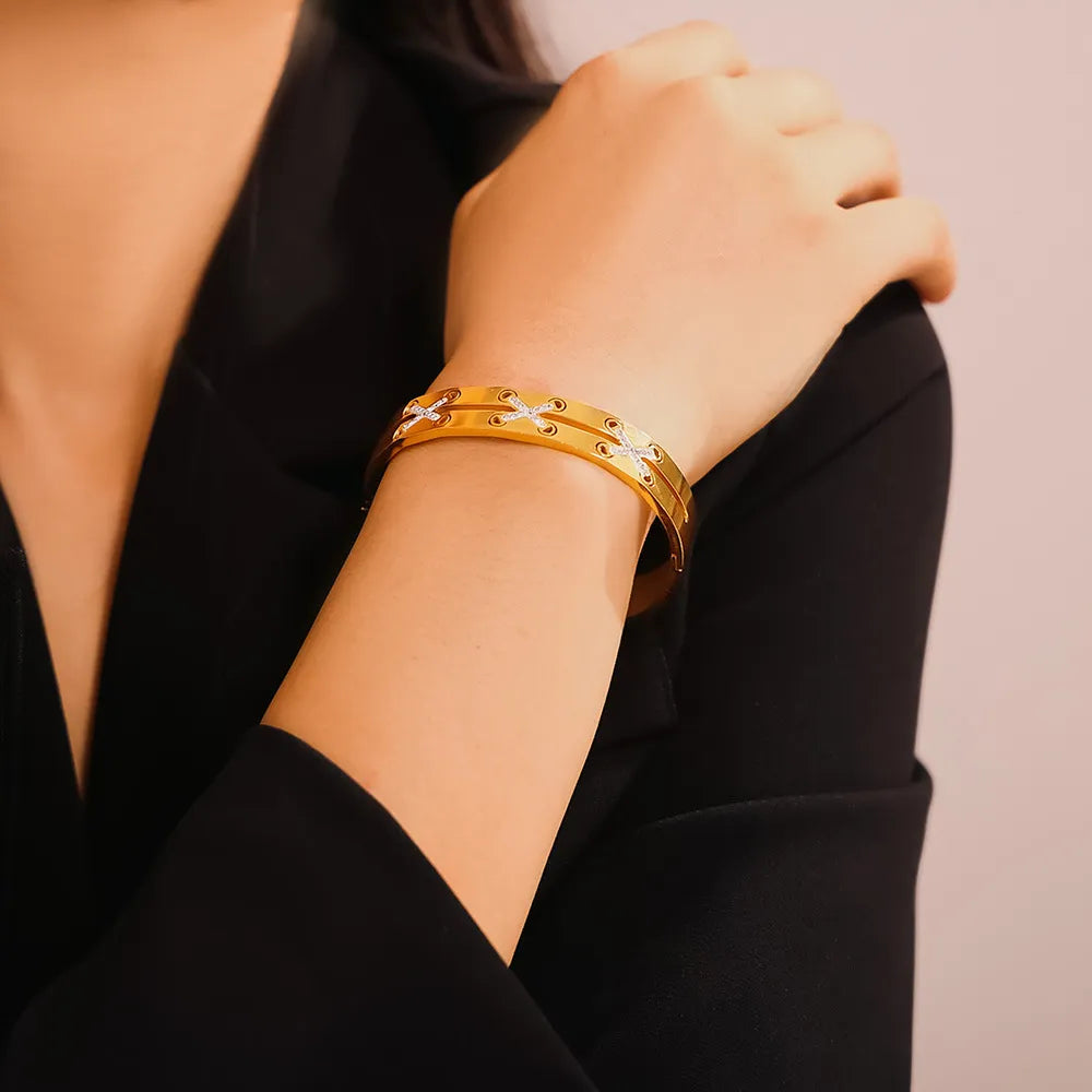 18K Gold-Plated Czech Diamond Bracelet - Korvel