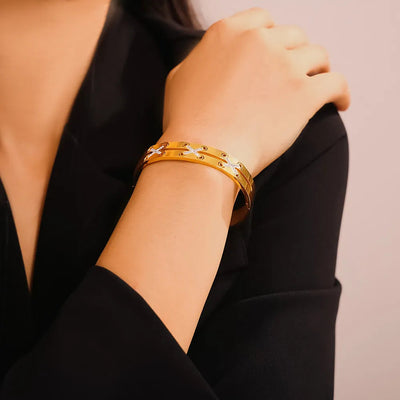 18K Gold-Plated Czech Diamond Bracelet - Korvel