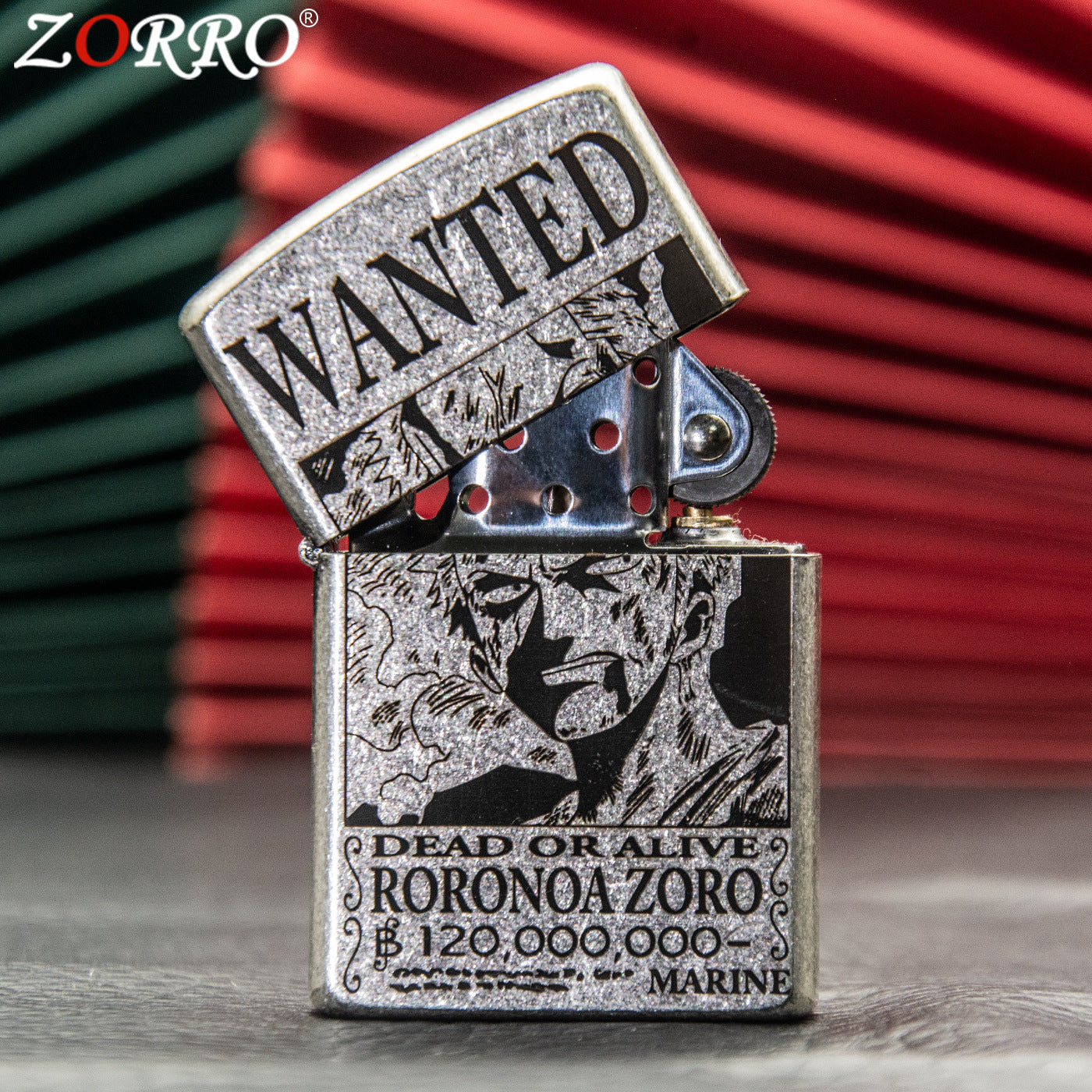 ZORRO Zoro Ancient Silver Pirate King Zoro Kerosene Lighter - Korvel