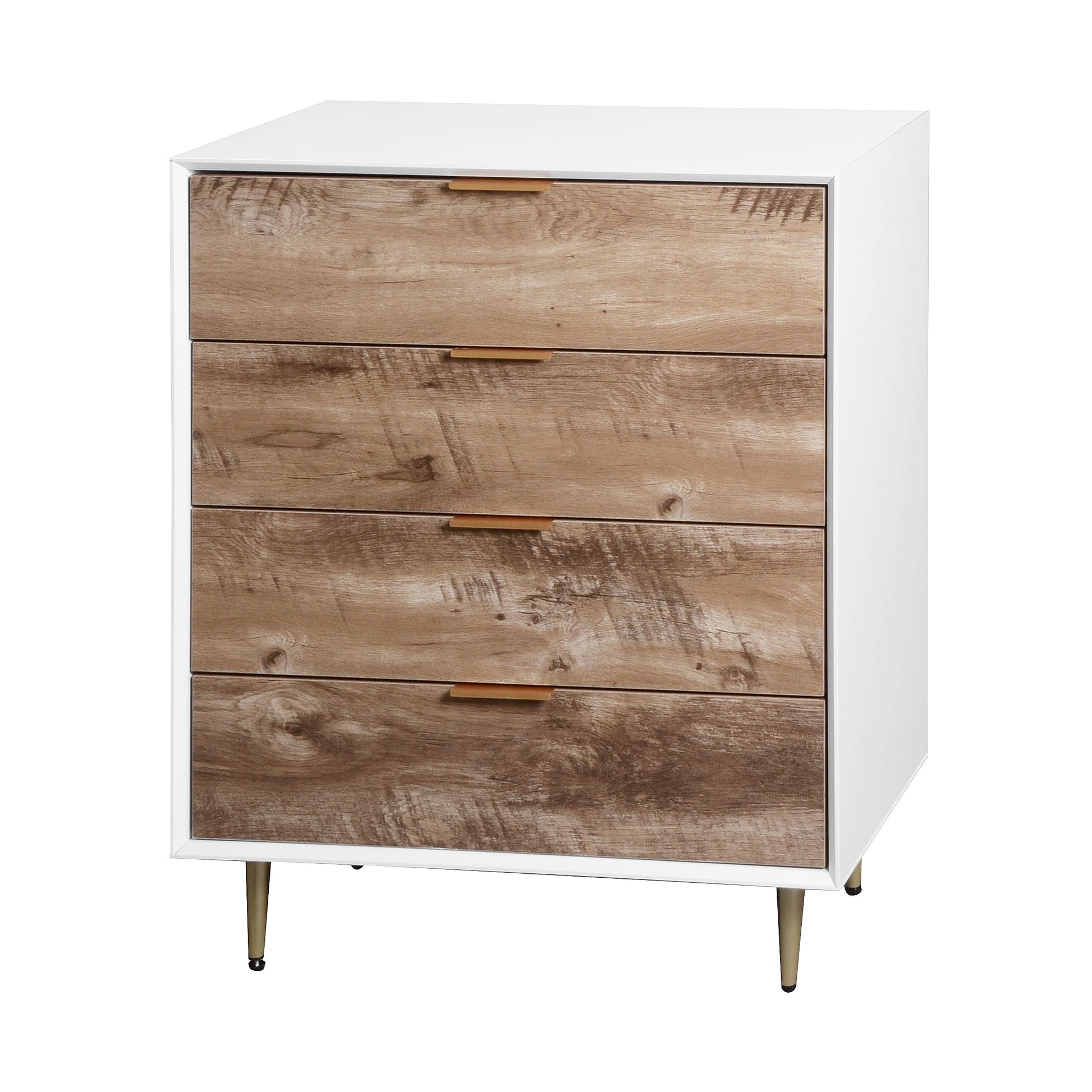 Wooden Tall 4 Drawer Dresser,Chest of Drawers with 4 Metal Legs, Anti-Tipping Device for Bedroom,Living Room - Korvel