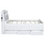 Full Size Platform Bed with Storage LED Headboard  Twin Size Trundle and 3 Drawers White - Korvel