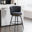 A set of 2 gray rotating bar stools - high backrest, adjustable, with elegant metal backrest decoration - Korvel
