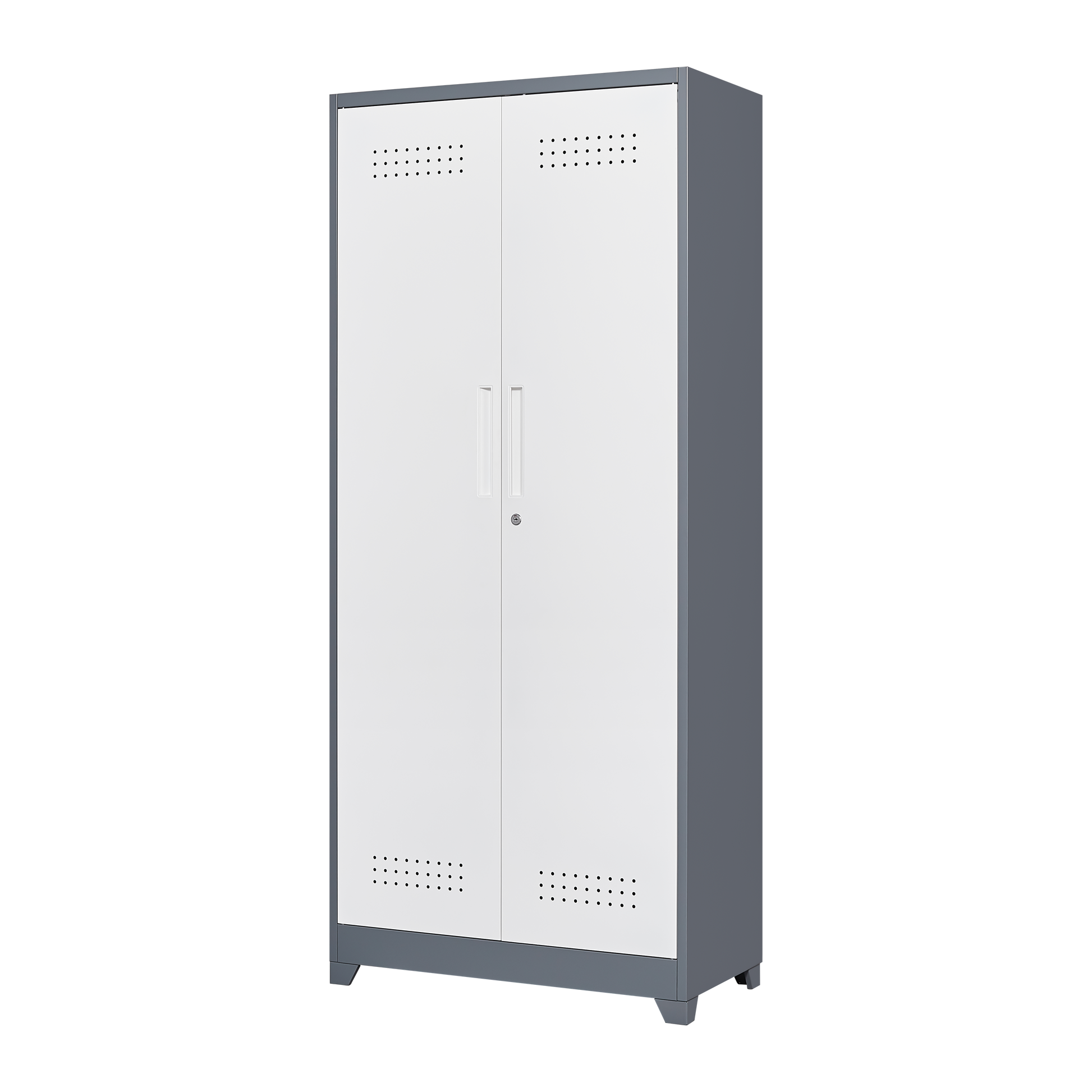 Metal storage cabinets, lockable cleaning tool cabinets, high broom tool organizers, and large storage cabinets in storage store - Korvel