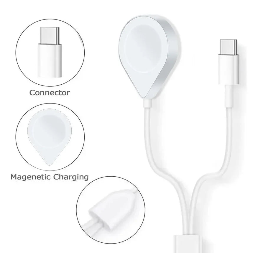 Premium 3-in-2 USB C Cable for Apple Watch and iPhone Charging