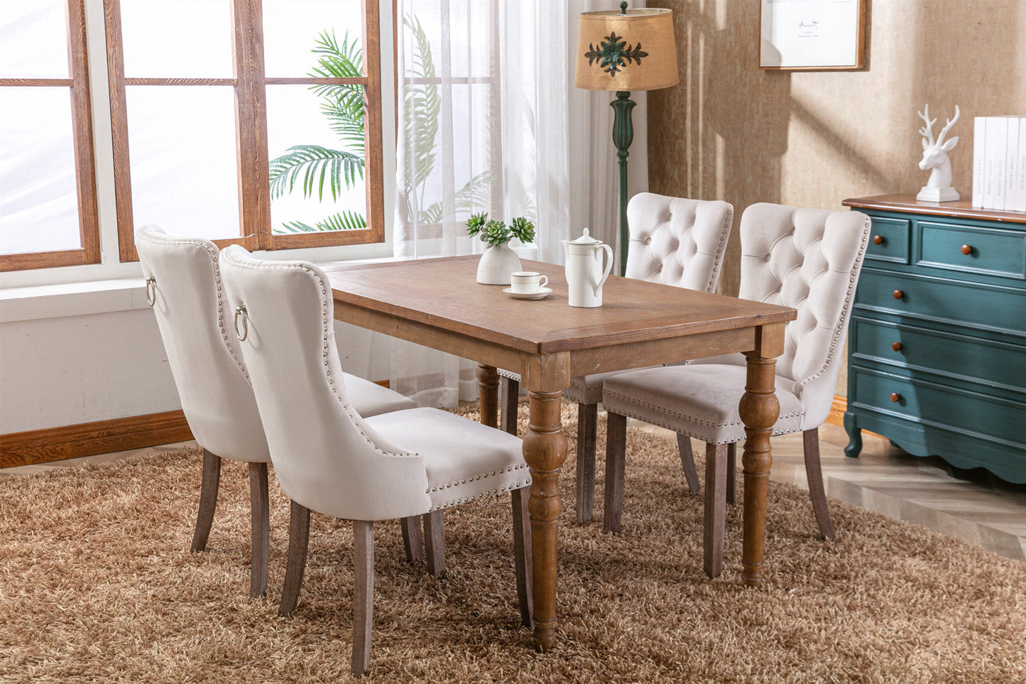 Nikki Collection Modern High-end Tufted Solid Wood Contemporary Velvet Upholstered Dining Chair 2-Pcs SetBeige - Korvel