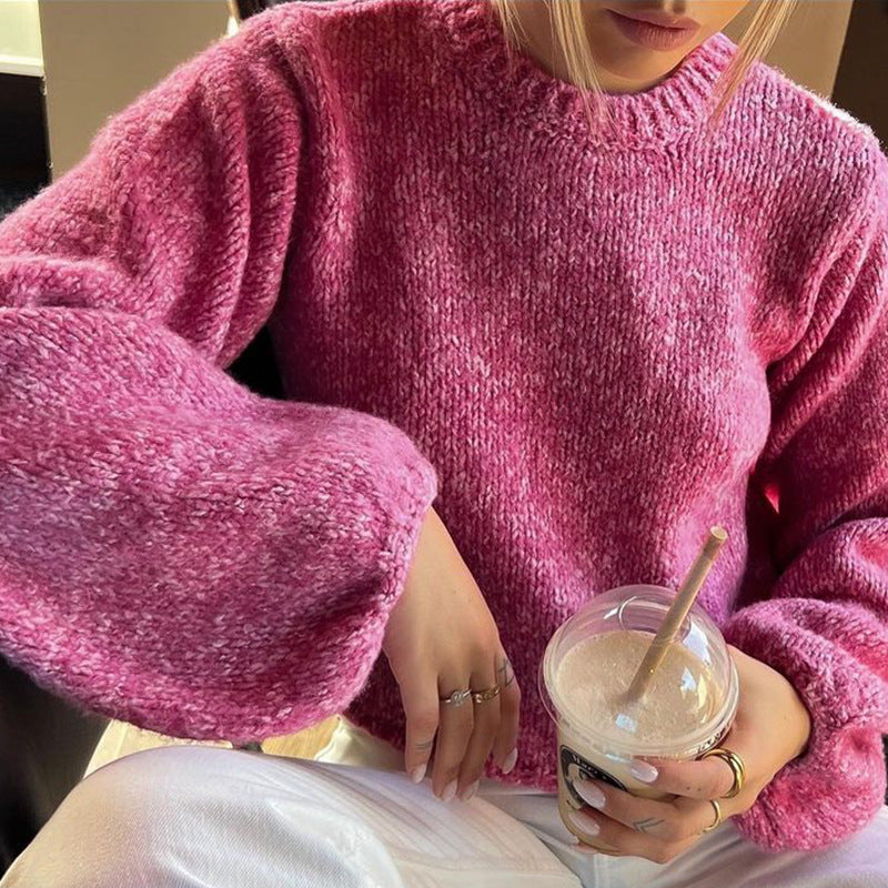 Long sleeved backless lace up sexy spicy girl knitted loose women's top sweater - Korvel