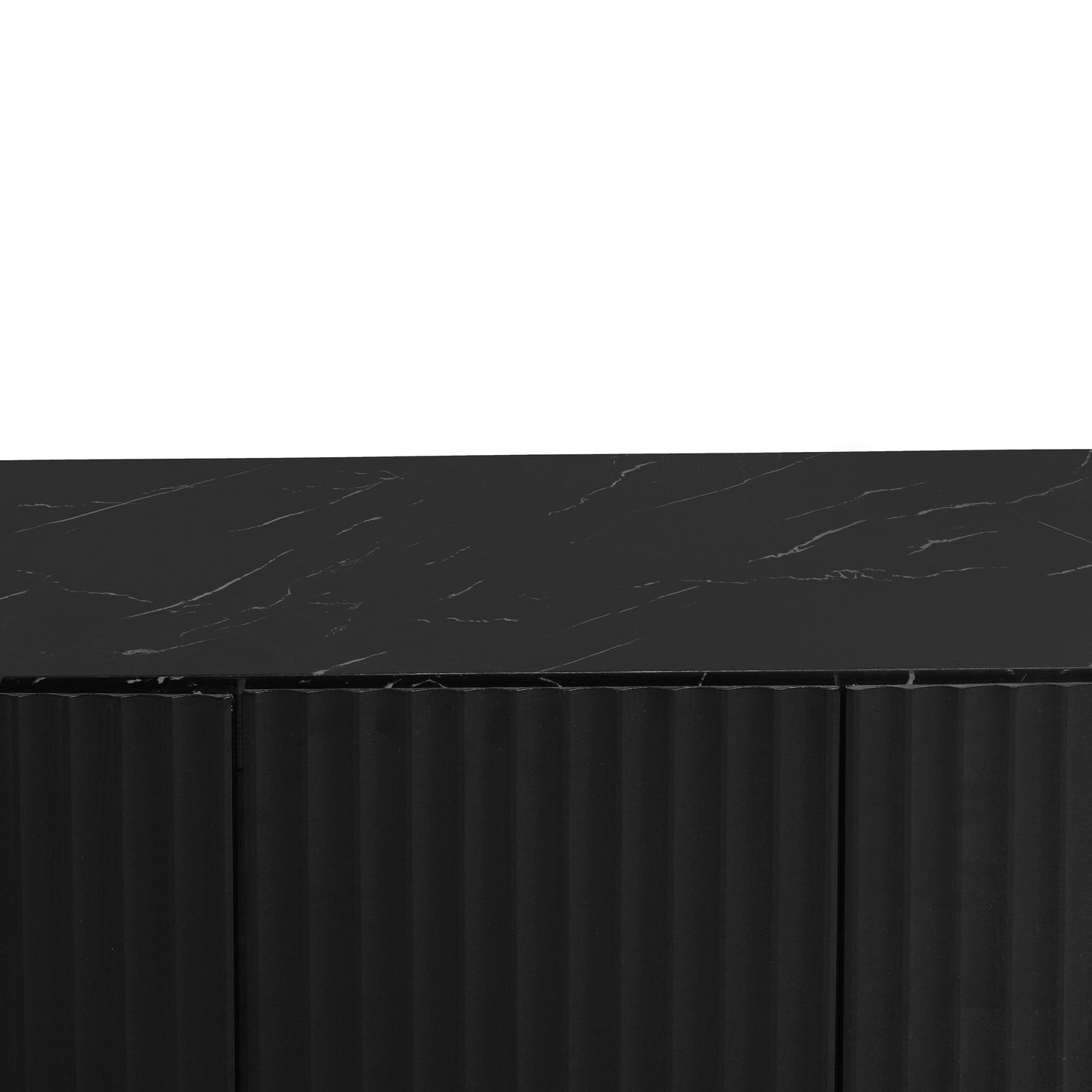 LED Carved Line 3 Door Storage Cabinet,Sideboard Buffet Cabinet With Adjustable Shelf,Large Storage Accent Cabinet - Korvel