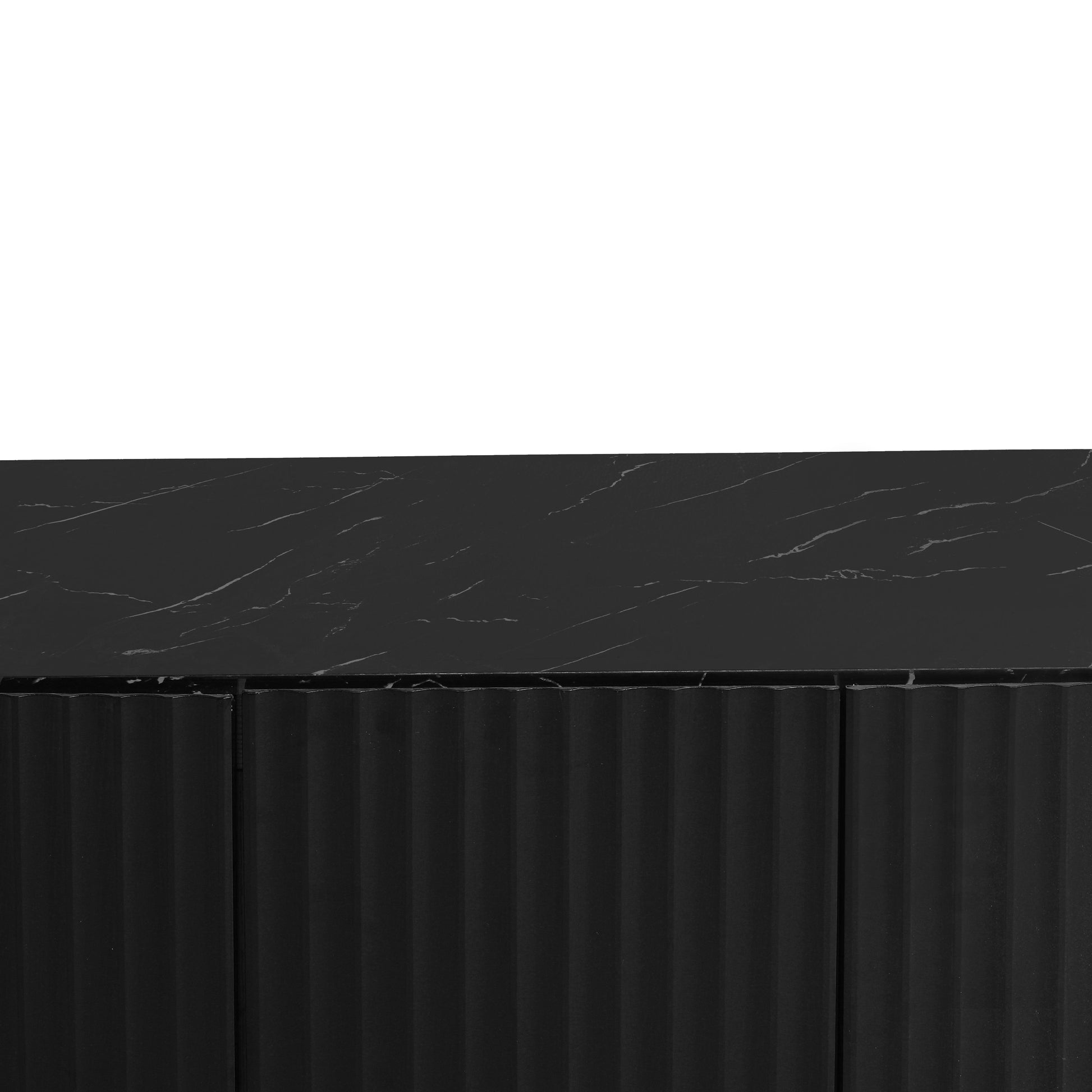 LED Carved Line 3 Door Storage Cabinet,Sideboard Buffet Cabinet With Adjustable Shelf,Large Storage Accent Cabinet - Korvel