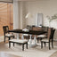 Traditional 6-Piece 78inch Trestle Extendable Dining Table Set with One 18inch Removable Leaf Distressed White - Korvel