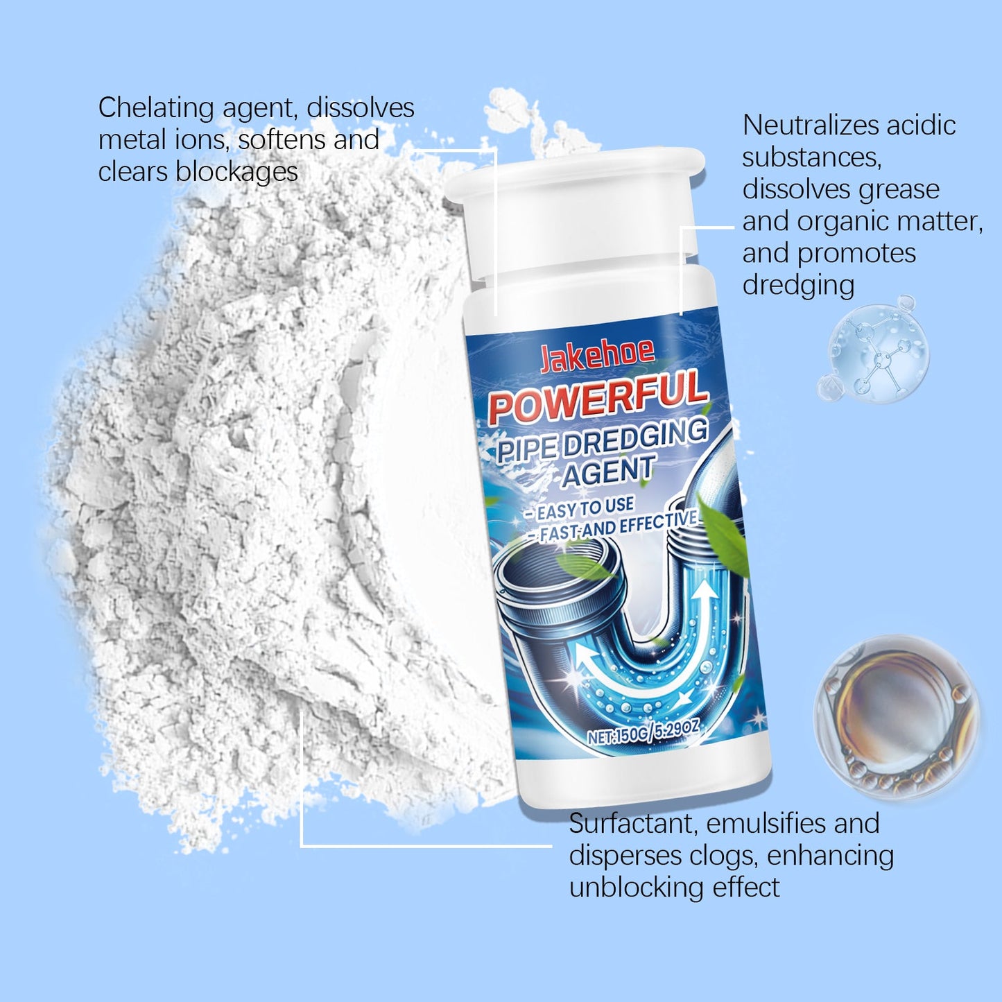 JAKEHOE Premium Drain Unclog Cleaner