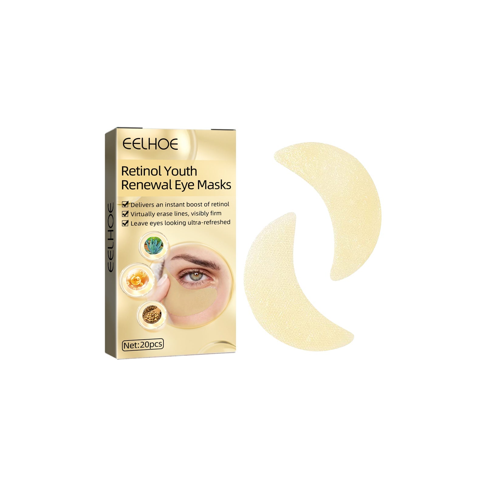 Retinol Eye Mask, Lightening And Lifting Fine Lines Around Eyes Repair Dark Circles And Eye Bags Moisturizing Eye Mask - Korvel