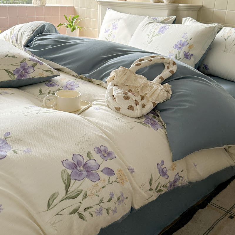 Juego de Ropa de Cama Jacquard de Cuatro Piezas de Doble Gasa