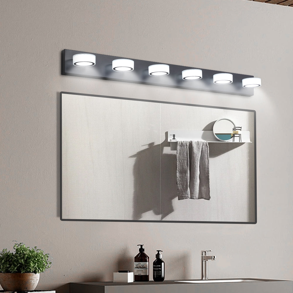 LED Modern Black 6-Light Vanity Lights Fixtures Over Mirror Bath Wall Lighting - Korvel