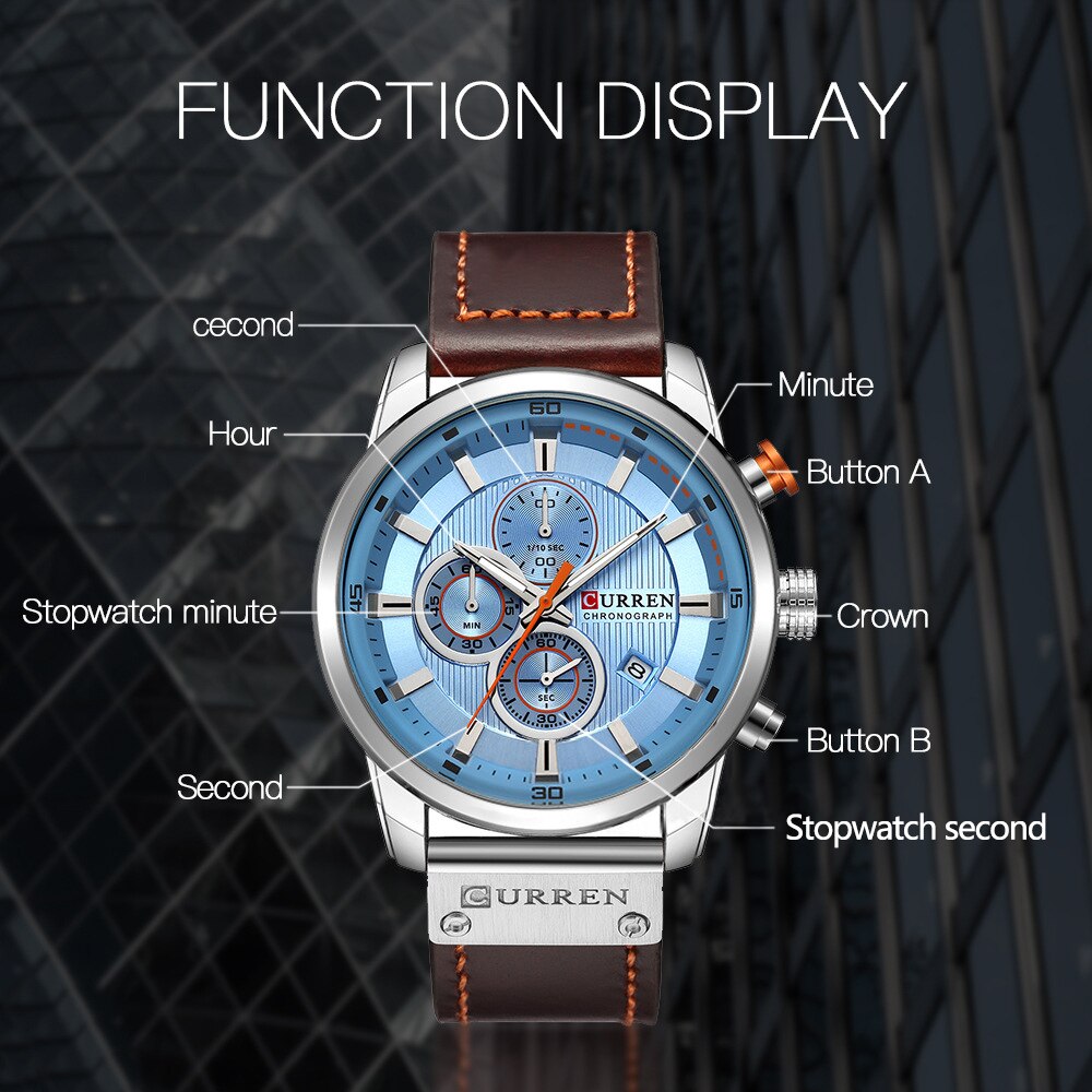 Watch Top Brand Man Watches with Chronograph Sports Waterproof Clock Man Watches Military Luxury Men's Watch Analog Quartz - Korvel