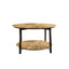 31.5 "Round Coffee Table Stand Wooden Double Layer Coffee Table with Open Storage Space and Metal Table Legs - Korvel