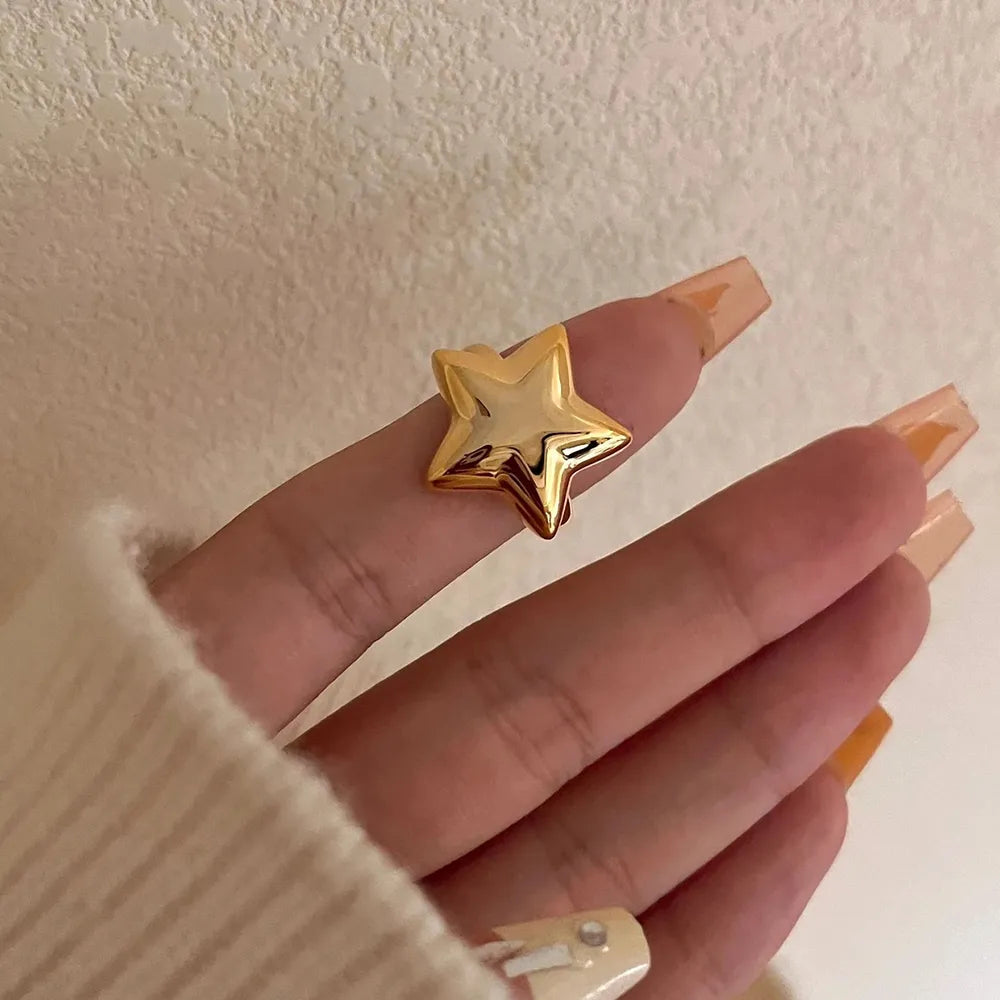 18K Gold-Plated Stainless Steel Star Ring - Korvel