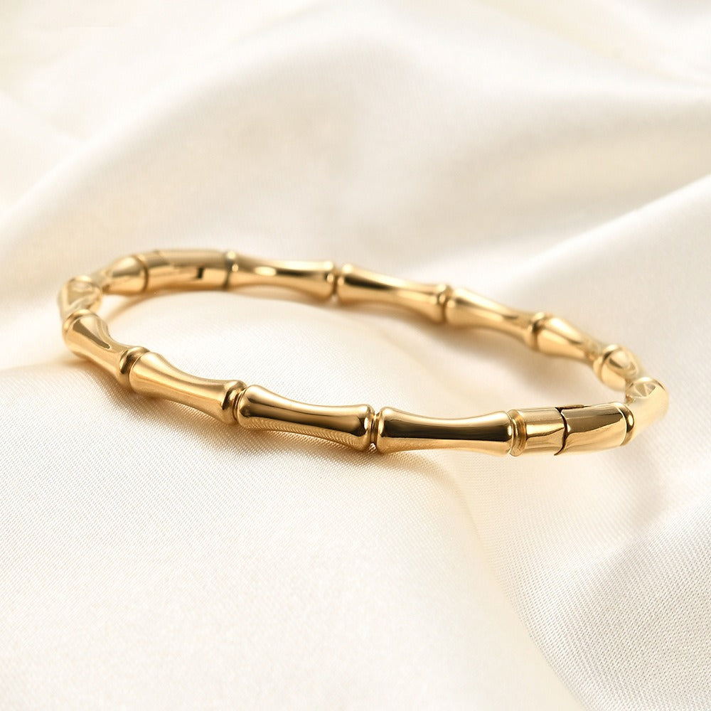 Bracelet Simple Round Bamboo Knot 5MM Stainless Steel Magnetic Bracelet - Korvel