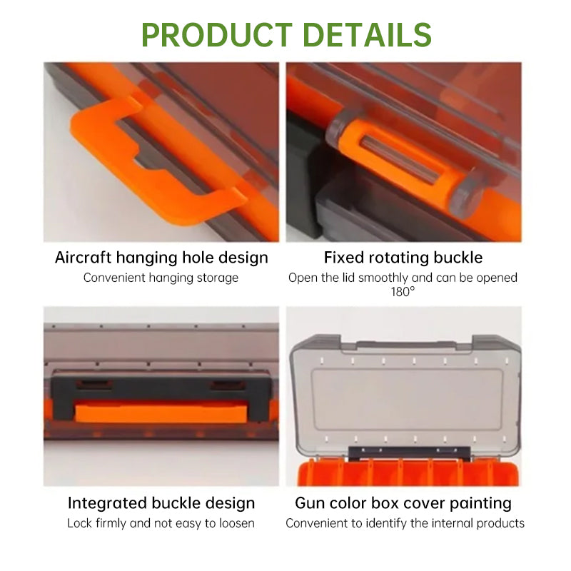 14-Compartment Fishing Tackle Box for Accessories, Lures & Hooks, Double-Sided Organizer. - Korvel