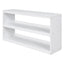 Low Study Full Loft Bed with Cabinet Shelves and Rolling Portable Desk Multiple Functions Bed- White - Korvel