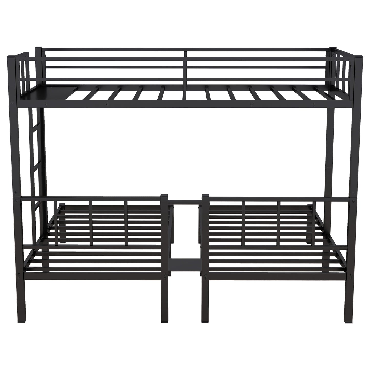 Twin over Twin & Twin Bunk Beds for 3, Twin XL over Twin & Twin Bunk Bed Metal Triple Bunk Bed, Black - Korvel