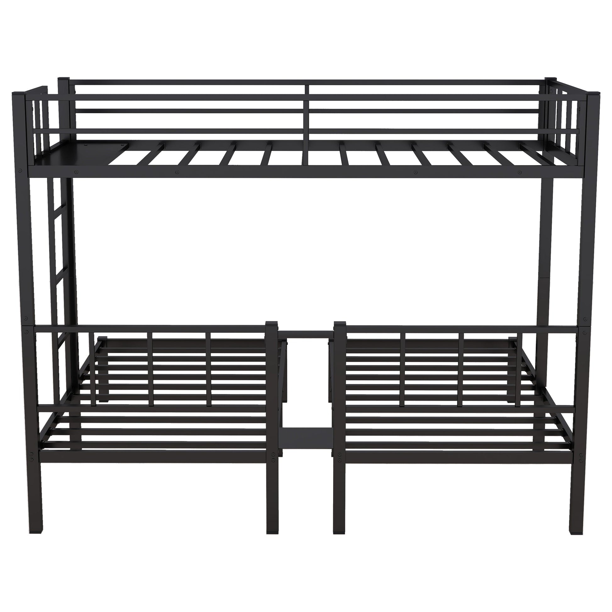 Twin over Twin & Twin Bunk Beds for 3, Twin XL over Twin & Twin Bunk Bed Metal Triple Bunk Bed, Black - Korvel