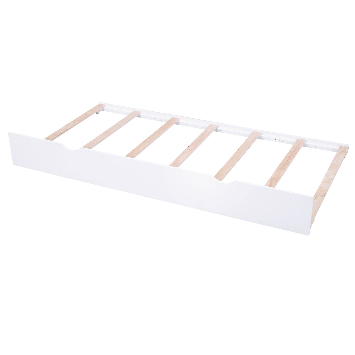 Full Size Storage Platform Bed with Pull Out Shelves and Twin Size Trundle, White - Korvel