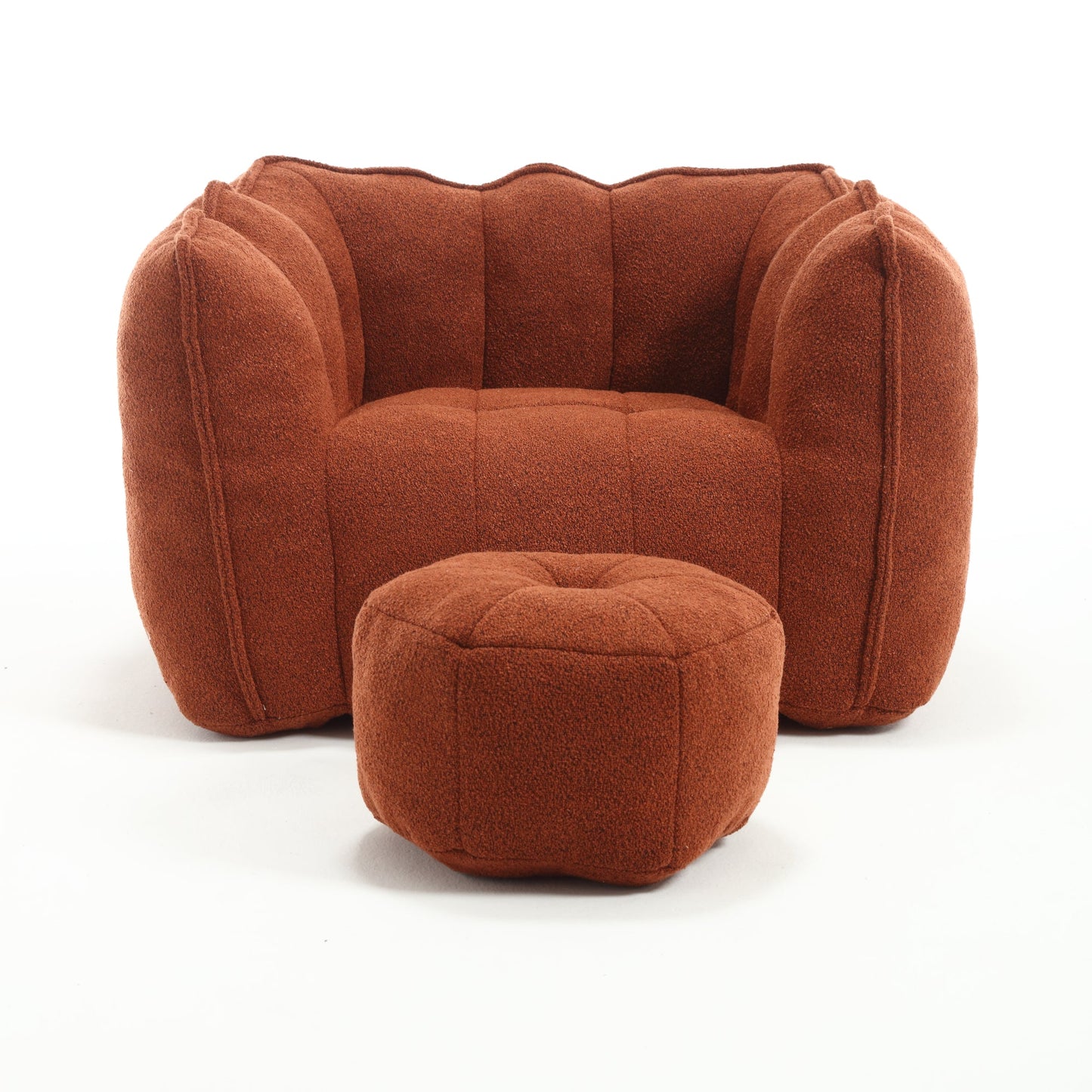 Soft Bean Bag Chair with High Resilient Foam(Chips)for living room and bedroom Comfortable Square Lazy Sofa with  Footstool - Korvel