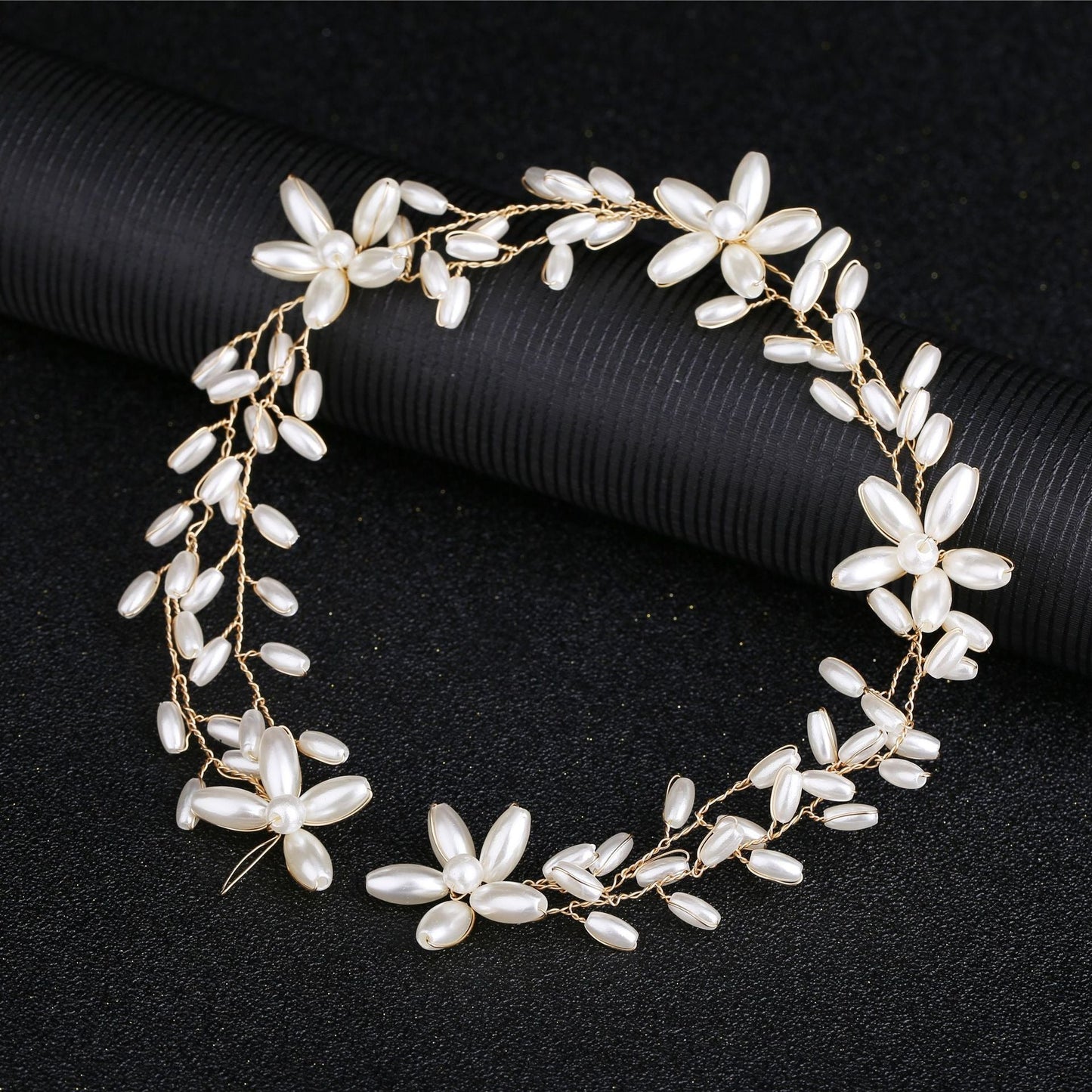 Handmade pearl twisted bead headwear wedding dress bride's hair accessories - Korvel