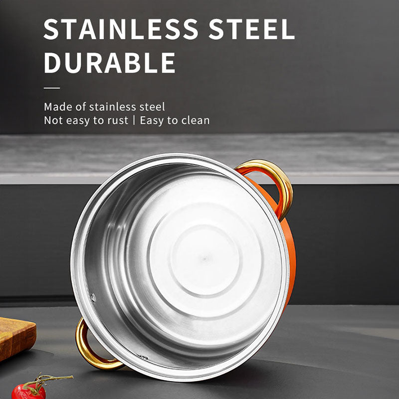 12-Piece Wine Red Non-Stick Stainless Steel Soup Pot Set