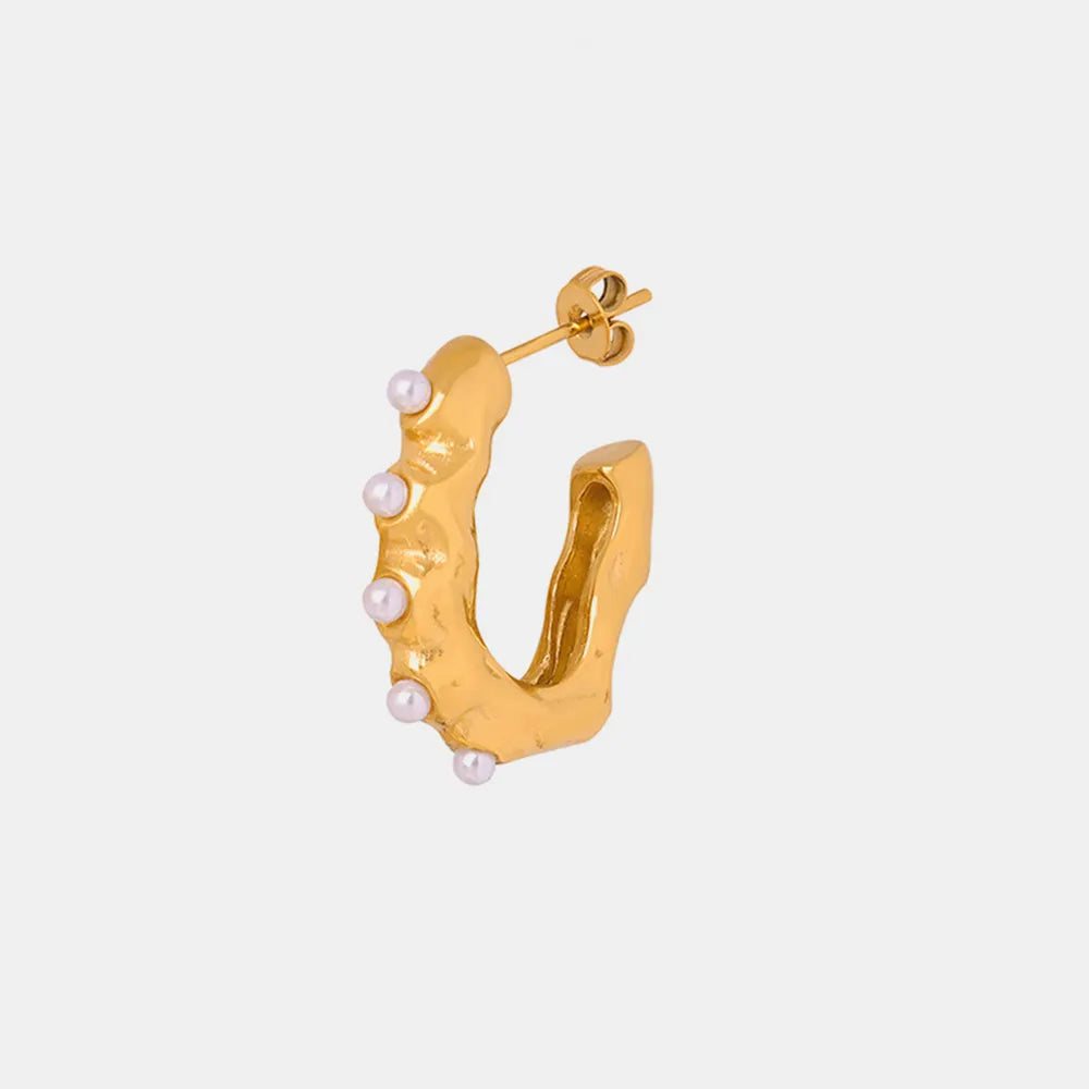 Boucles d'oreilles élégantes en perles synthétiques plaquées or 18K