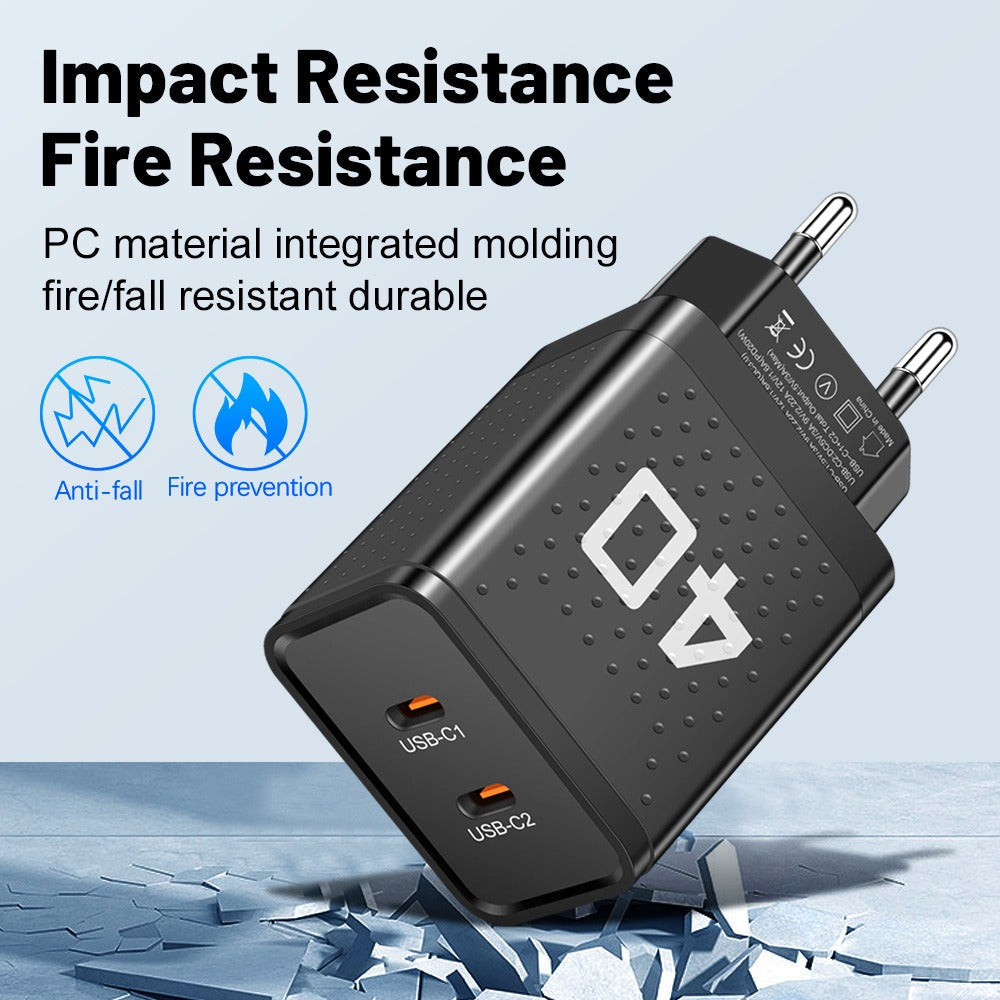 Adaptateur de voyage à chargement rapide Dual PD