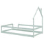 Twin Size Wood Bed with House-Shaped Headboard in Light Green