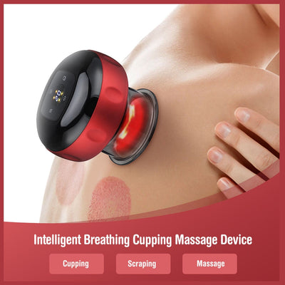 Electric Cupping Massager Scraping and Cupping Therapy Red Light Heating Vibration Pressotherapy Rechargeable Pain Relief - Korvel