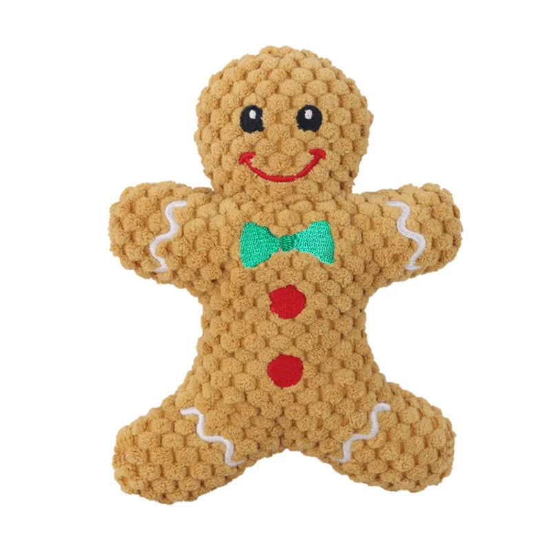 Christmas Plush Dog Toy Series - Santa, Elk, Gingerbread & Donut
