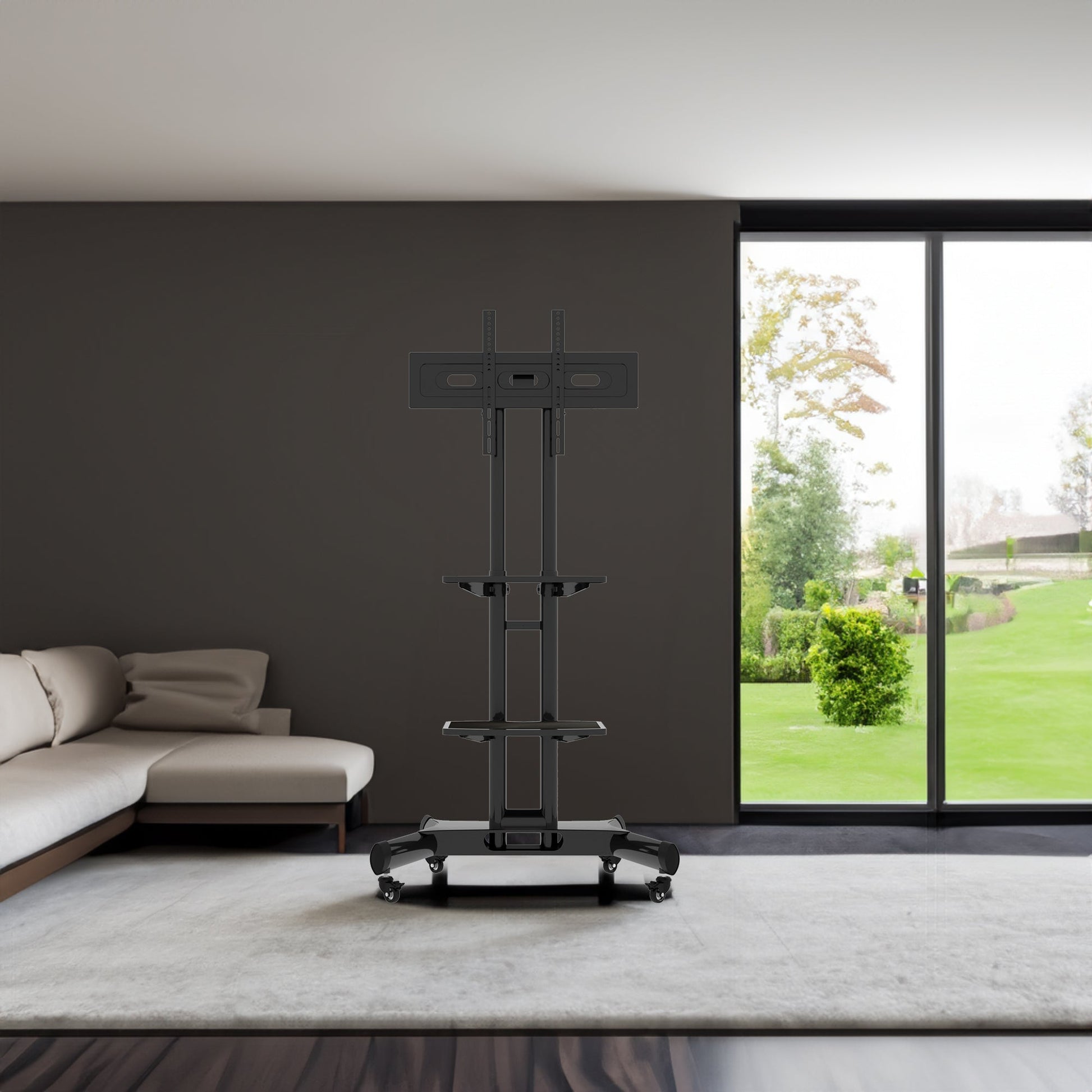 FANCO Universal Rotating TV Stand, suitable for 32-80 inch TVs, adjustable tilt height, maximum VESA 600x400mm (black) - Korvel