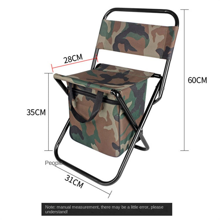 Outdoor Camping Folding Chair with Storage Backrest and Carrying Bag for Art Students' Sketching - Korvel