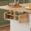 44 Inch Kitchen Island Cart with Solid Wood Top, Wine Storage, Spice Rack, Towel Rack, Wine Glass Holder White & Oak - Korvel
